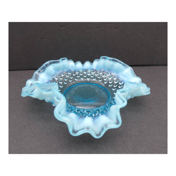 Fenton Blue Opalescent Ruffled Nappy Bon Bon Bowl 5" - Picture 1 of 9